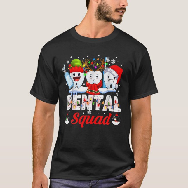 Funny Teeth Santa Reindeer Christmas Dental Squad T-Shirt (Vorderseite)