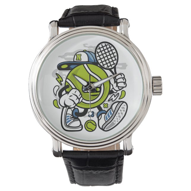 Funny Tennis Ball Cartoon | Sport Armbanduhr (Vorderseite)