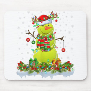 Funny Tennis Ball Snowman Xmas Lights Tennis Chris Mousepad