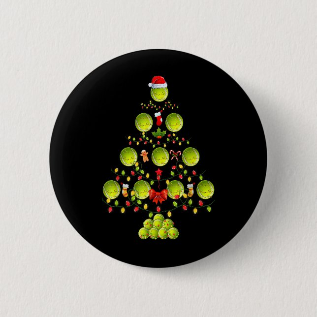 Funny Tennis Ball Weihnachten Baum Dekorationen Fr Button (Vorderseite)