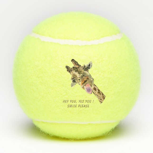Funny Tennis Balls mit spielerischer Giraffe - Läc Tennisbälle (Rückseite)