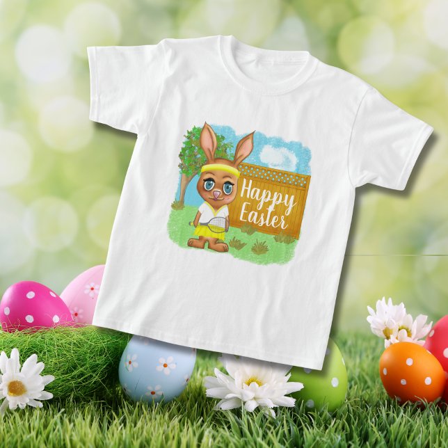Funny Tennis Osterhase T-Shirt (Von Creator hochgeladen)