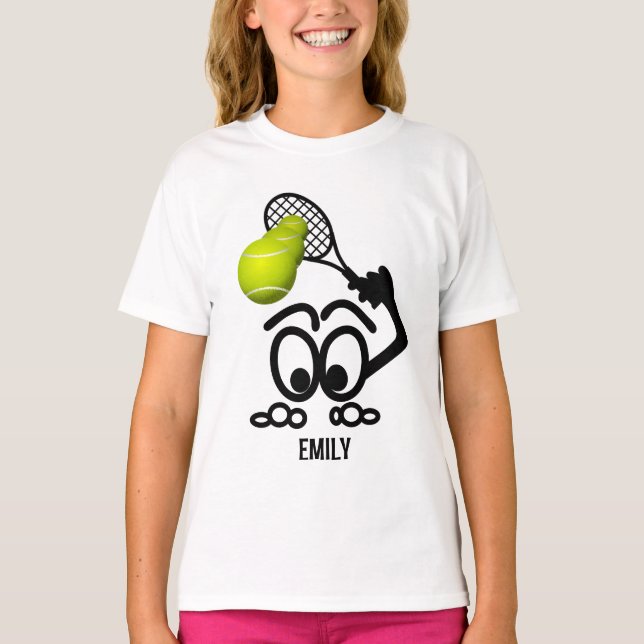 Funny Tennis Player Personalisiert Girls T-Shirt (Vorderseite)