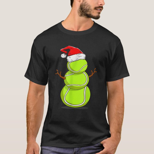 Funny Tennis Player Snowman Weihnachten Für Männer T-Shirt (Vorderseite)