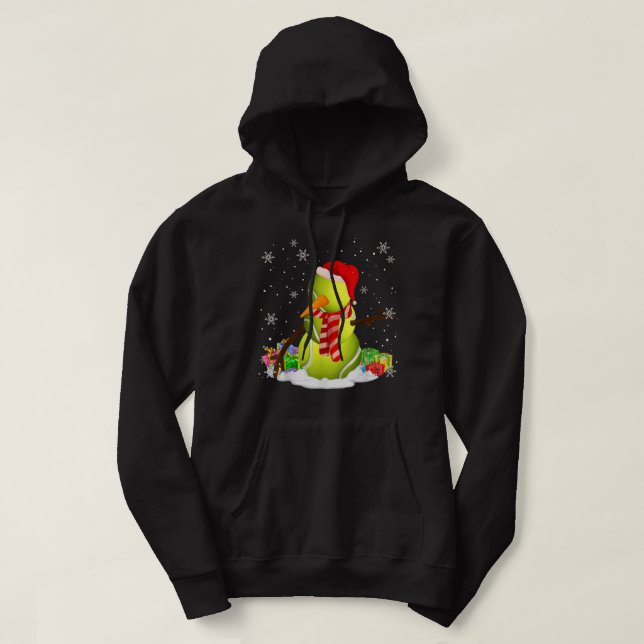 Funny Tennis Player Snowman Weihnachten Hoodie (Design vorne)