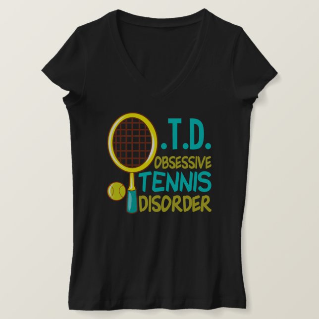 Funny Tennis Player Women's V-Neck T-Shirt (Design vorne)