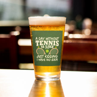 Funny Tennis Quote Typografy Beer Glas