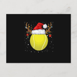 Funny Tennis Rentier Weihnachtsmannmütze Weihnacht Ankündigungspostkarte