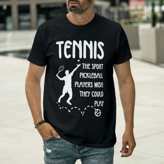 Funny Tennis vs Pickleball Tennis Player Serving T-Shirt
