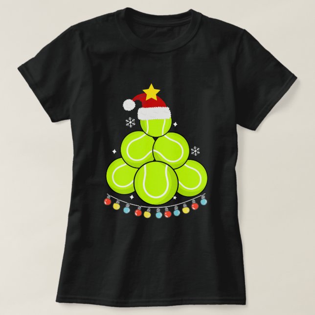 Funny Tennis Weihnachtsbaum Lights Tennis Lover T-Shirt (Design vorne)