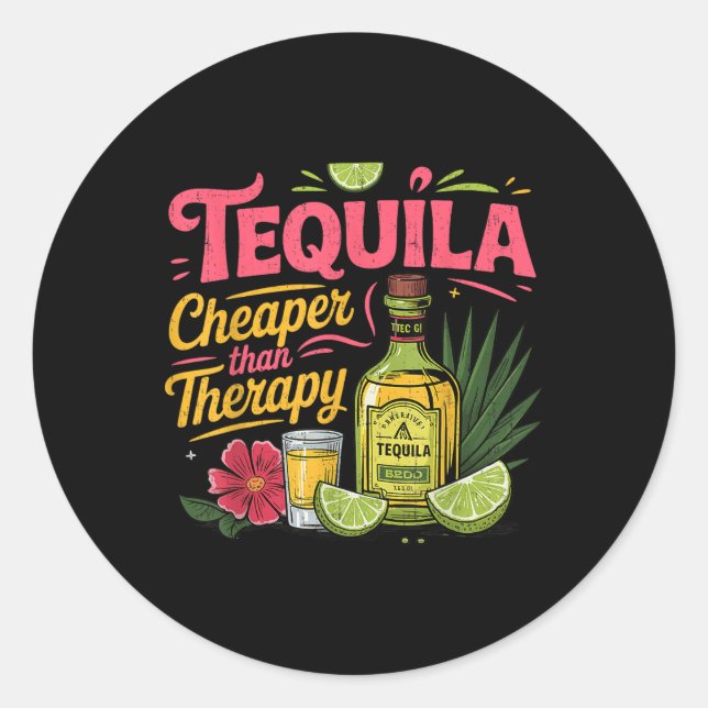 Funny Tequila Drinking Cinco De Mayo Mexikanisches Runder Aufkleber (Vorderseite)