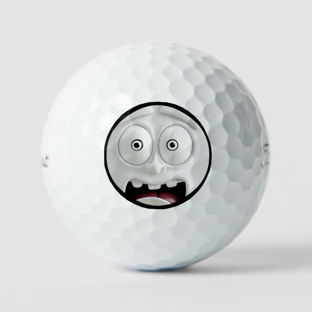 Funny Terrified Face Golf Balls Golfball (Vorderseite)