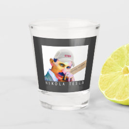 Funny Tesla Portrait Schnapsglas