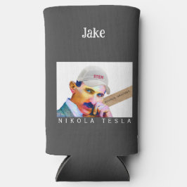 Funny Tesla Portrait Selters Dosenkühler