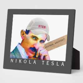 Funny Tesla Portrait Tabletop Fotoplatte