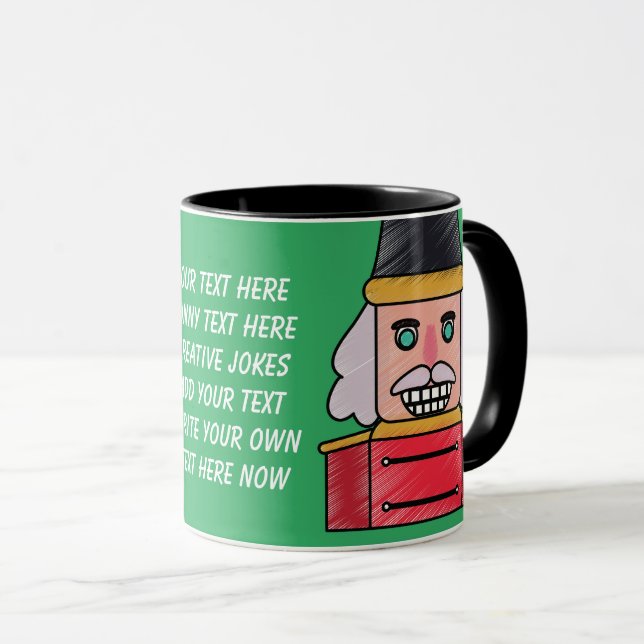 Funny text Watercolor Nutcracker Green Red Tasse (VorderseiteRechts)