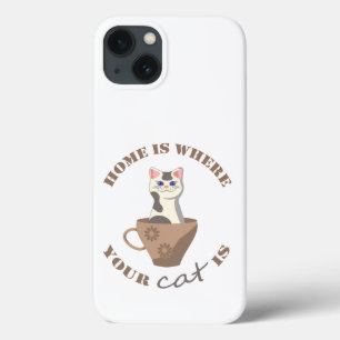 Funny text Zuhause ist, wo Ihre Katze in Becher is Case-Mate iPhone Hülle
