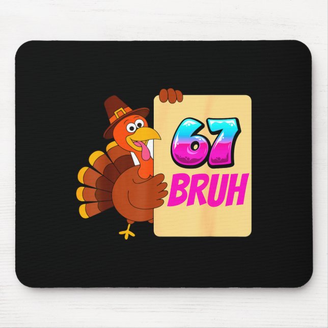 Funny Thanksgiving 67 Baseball Drip Gobble Turkey  Mousepad (Vorne)