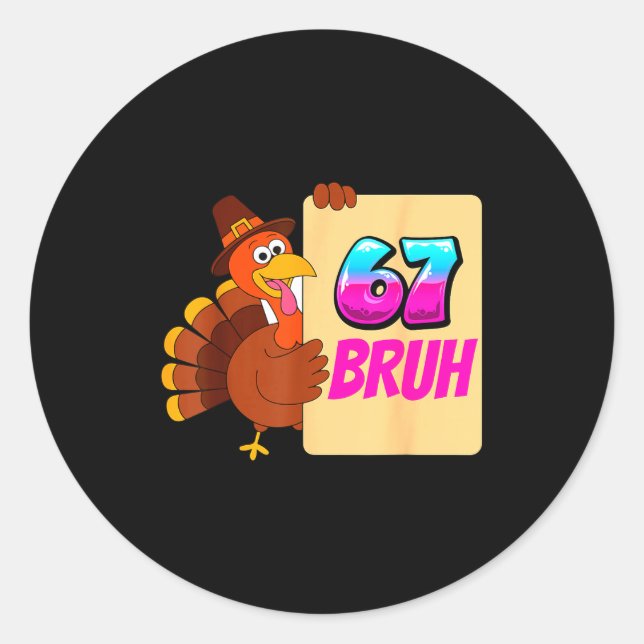 Funny Thanksgiving 67 Baseball Drip Gobble Turkey  Runder Aufkleber (Vorderseite)