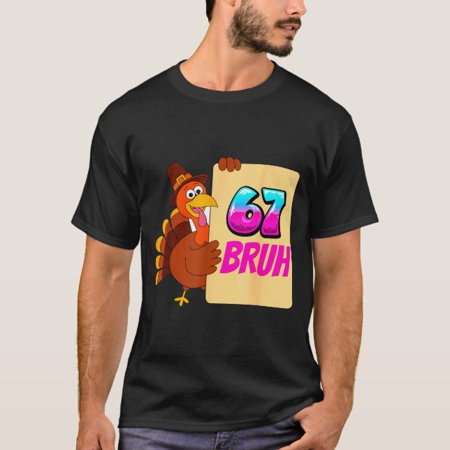 Funny Thanksgiving 67 Baseball Drip Gobble Turkey  T-Shirt (Vorderseite)