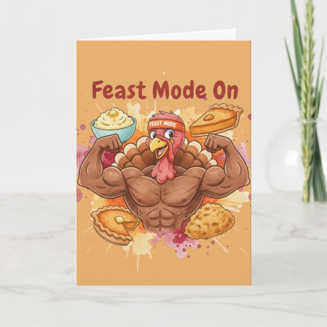 Funny Thanksgiving Card – Feast Mode On Karte (Vorderseite)