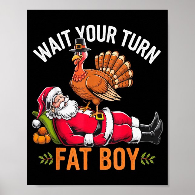 Funny Thanksgiving Christmas Turkey Vs Santa For M Poster (Vorne)