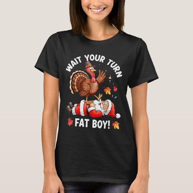 Funny Thanksgiving Christmas Turkey Vs Santa For M T-Shirt (Vorderseite)