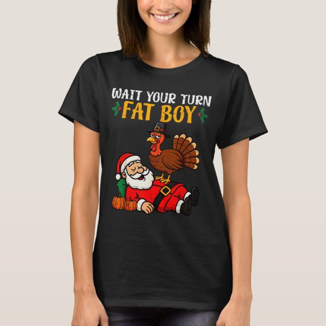 Funny Thanksgiving Christmas Turkey Vs Santa Men W T-Shirt (Vorderseite)