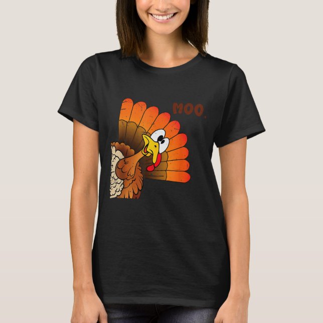Funny Thanksgiving Cute Turkey Moo I'm A Cow Men W T-Shirt (Vorderseite)