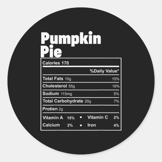 Funny Thanksgiving Food Pumpkin E Nutritional Fact Runder Aufkleber (Vorderseite)
