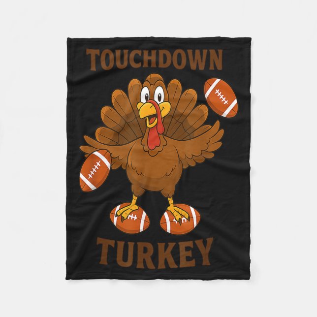 Funny Thanksgiving Football Touchdown Turkey  Fleecedecke (Vorderseite)