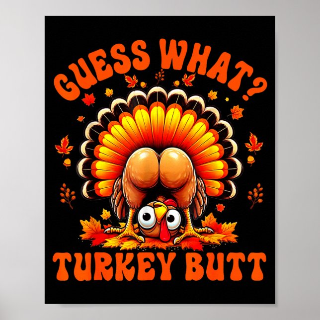 Funny Thanksgiving Guess What Turkey Butt Couples  Poster (Vorne)