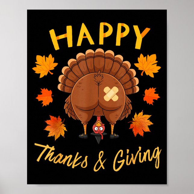 Funny Thanksgiving Guess What Turkey Butt  Poster (Vorne)