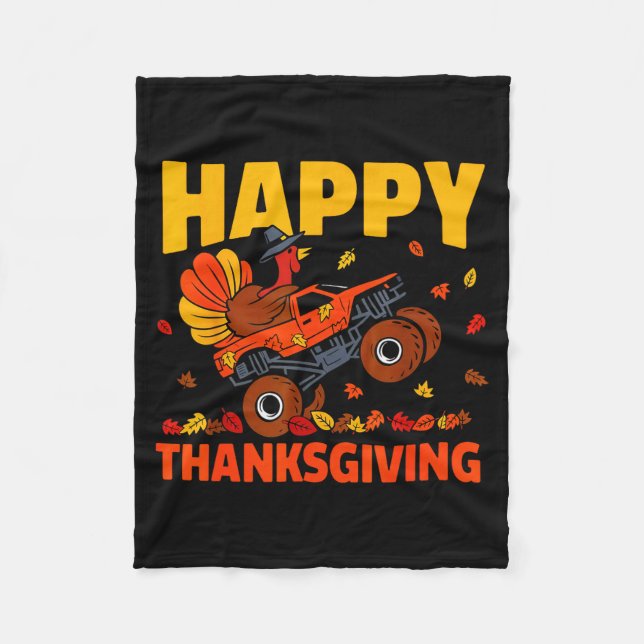 Funny Thanksgiving Monster Truck Turkey Ride Fall  Fleecedecke (Vorderseite)
