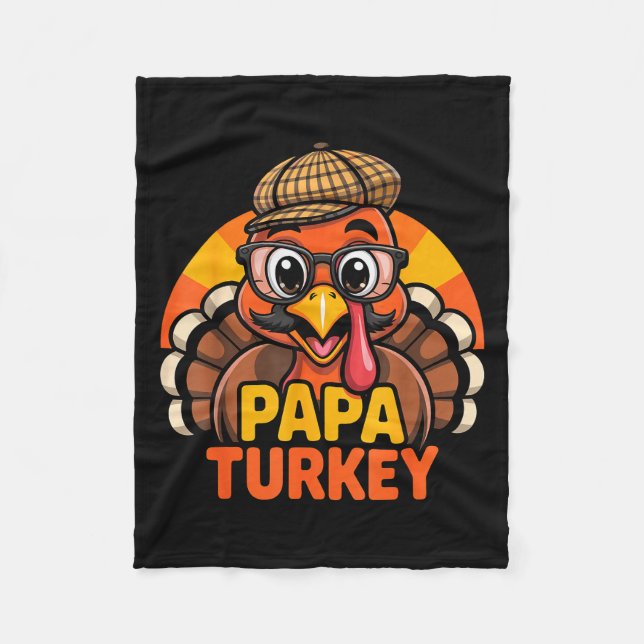 Funny Thanksgiving Papa Turkey Family Matching Men Fleecedecke (Vorderseite)
