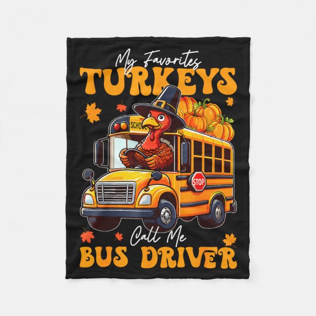 Funny Thanksgiving Turkey Bus Driver School Gift  Fleecedecke (Vorderseite)