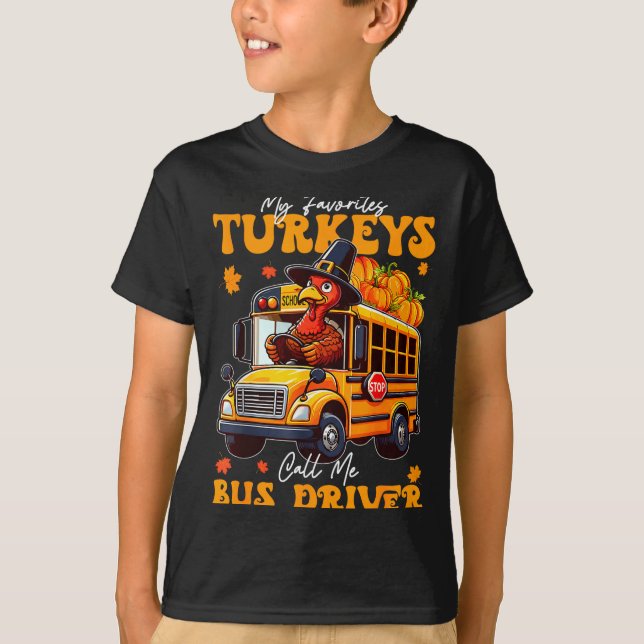 Funny Thanksgiving Turkey Bus Driver School Gift  T-Shirt (Vorderseite)