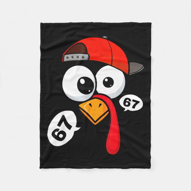 Funny Thanksgiving Turkey Face 67 Six Seven Boy Me Fleecedecke (Vorderseite)