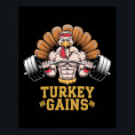 Funny Thanksgiving Turkey Gains Motivation Gym Wor Poster<br><div class="desc">Funny Thanksgiving Turkey Gains Motivation Gym Workout 3</div>