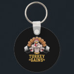 Funny Thanksgiving Turkey Gains Motivation Gym Wor Schlüsselanhänger<br><div class="desc">Funny Thanksgiving Turkey Gains Motivation Gym Workout 3</div>