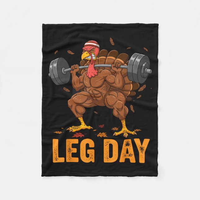 Funny Thanksgiving Turkey Leg Day Gym Workout Fitn Fleecedecke (Vorderseite)