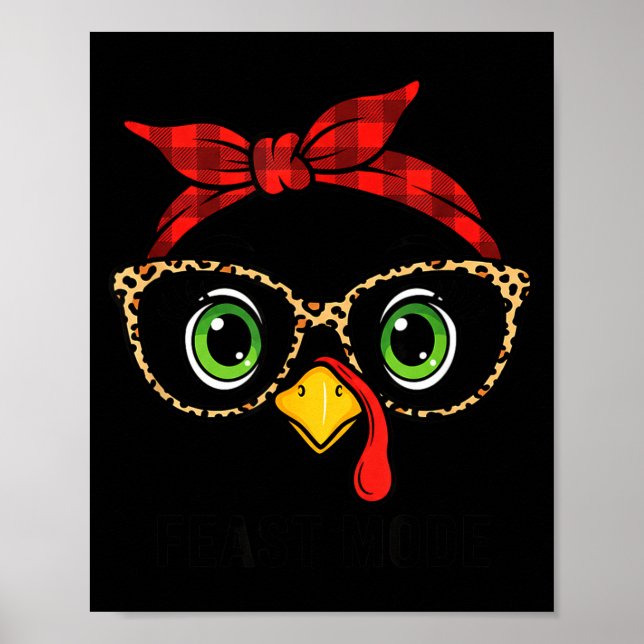 Funny Thanksgiving Turkey, Leopard Gles &amp; Buff Poster (Vorne)