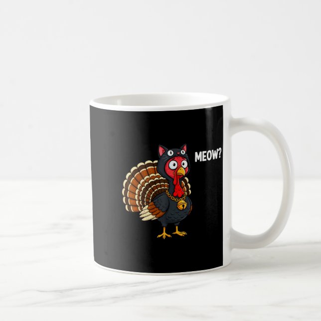 Funny Thanksgiving Turkey Meow Cat Disguise Men Wo Kaffeetasse (Rechts)