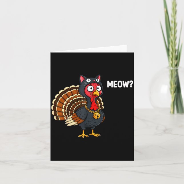 Funny Thanksgiving Turkey Meow Cat Disguise Men Wo Karte (Vorderseite)