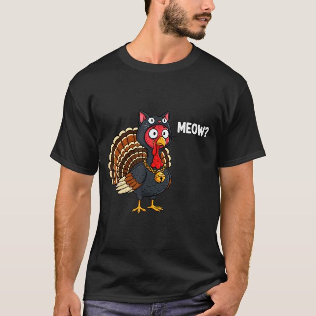 Funny Thanksgiving Turkey Meow Cat Disguise Men Wo T-Shirt (Vorderseite)