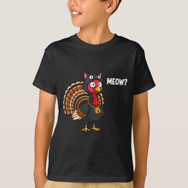 Funny Thanksgiving Turkey Meow Cat Disguise Men Wo T-Shirt (Vorderseite)