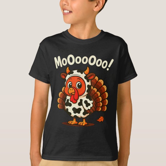 Funny Thanksgiving Turkey Moo Cow Disguise Men Wom T-Shirt (Vorderseite)