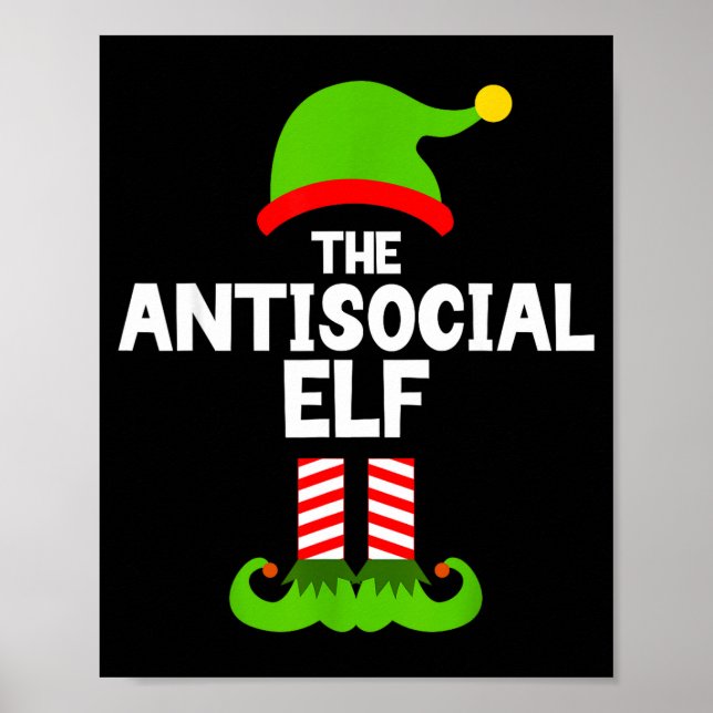Funny The Antisocial Elf Christmas Family Pajama A Poster (Vorne)