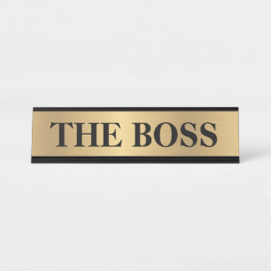 Funny "The Boss" Schreibtischschild - goldenes Far Schreibtischnamensplakette