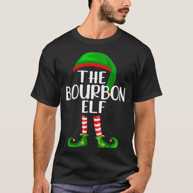 Funny The Bourbon Elf Matching Family Christmas  T-Shirt (Vorderseite)